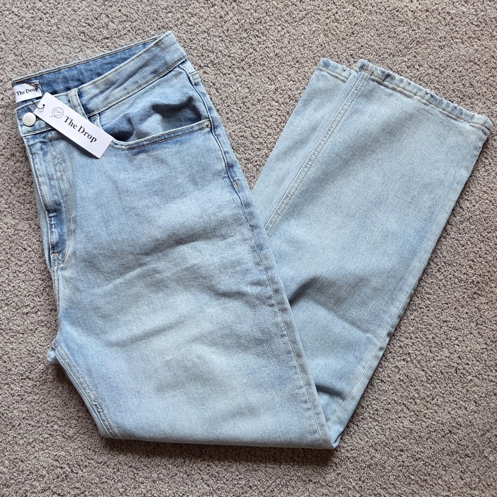 NWT The Drop "Janine" Women's Slim Straight Light Indigo Denim Jeans, Size 33